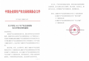 喜報(bào)！貴州陽(yáng)光產(chǎn)權(quán)交易所獲評(píng)全國(guó)產(chǎn)權(quán)交易機(jī)構(gòu)綜合評(píng)價(jià)三十強(qiáng)機(jī)構(gòu)